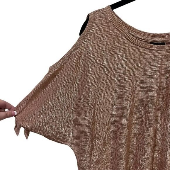 NEW Worthington Woman Rose Gold Cold Shoulder Flowy Blouse Women’s Size 0X - Picture 3 of 6